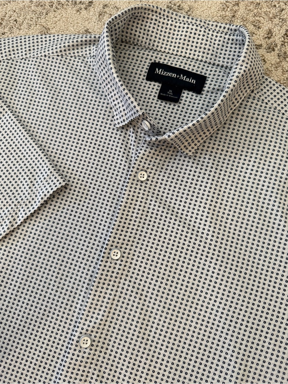 Mizzen + Main Men’s SS Button Down Casual Shirt Blue Sz XL Trim